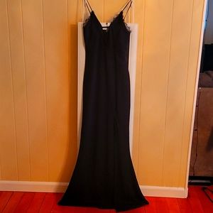 Lace Trim Thigh Split Maxi Dress